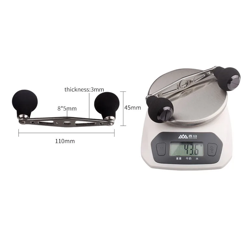 KAWA-mango de carrete de pesca para fundición de cebo, agujero de montaje de 8x5mm, longitud de 110mm, mango de aleación con perilla Eva, accesorio - imagen 5