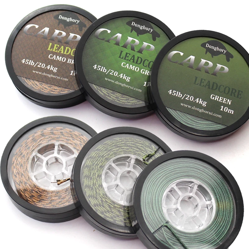 Línea líder de carpa con núcleo de plomo trenzado, línea principal de camuflaje verde Leadcore para aparejo de carpa, aparejo de helicóptero Chod, línea de pesca gruesa de carpa, 2 uds. - imagen 2