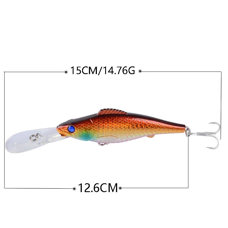Señuelo Minnow de hundimiento rápido, Wobbler de 126mm, Señuelos de Pesca de fundición larga profunda, crankbait, cebo