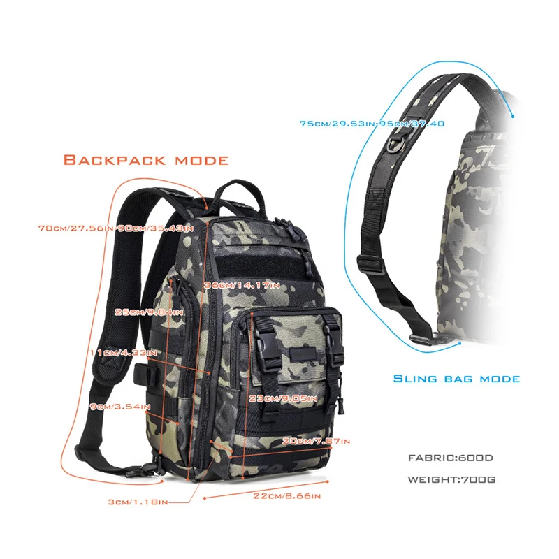 Bolso de pecho de gran capacidad para deportes al aire libre, bolsa de mensajero de poste Luya, bolso de cintura multifuncional de hombro doble individual X591G - imagen 5