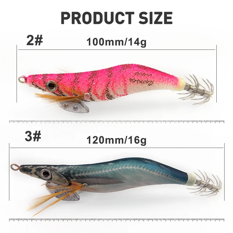 KESFISHING-anzuelo de calamar luminoso 2,0/3,0 #, cebo duro para pesca en el mar, 14g, 16g, pulpo, camarón, sepia - imagen 4