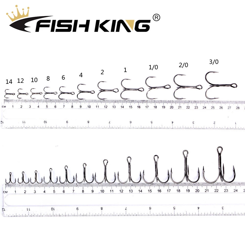FISH KING 20 unids/pack anzuelo de pesca de acero rico en carbono níquel negro anzuelos redondos Triple súper afilados para lubina - imagen 4