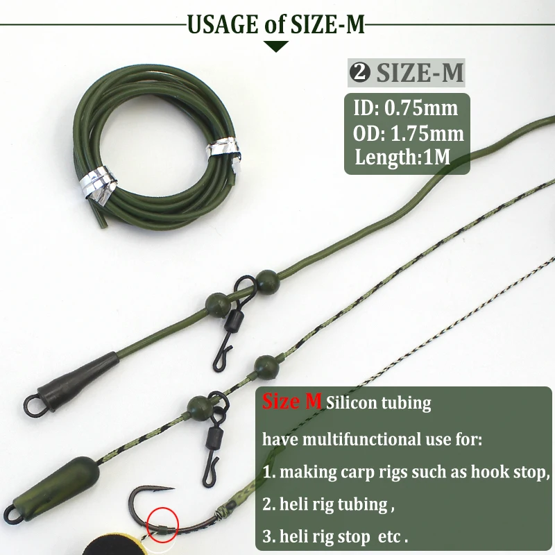 Gancho de tubo de aparejo de silicona para pesca de carpa, aparejo para el pelo de helicóptero, accesorios Heli para aparejos de pesca de carpa, 2 uds. - imagen 4