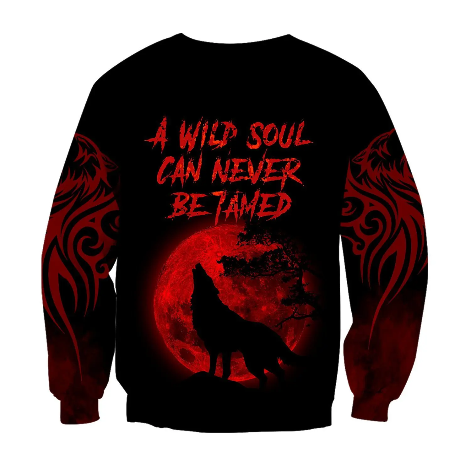 Hermosa sudadera con capucha The Red Moon Wolf 3D completamente estampada para hombre, sudadera Unisex de otoño, jersey con cremallera, ropa de calle informal KJ462 - imagen 4