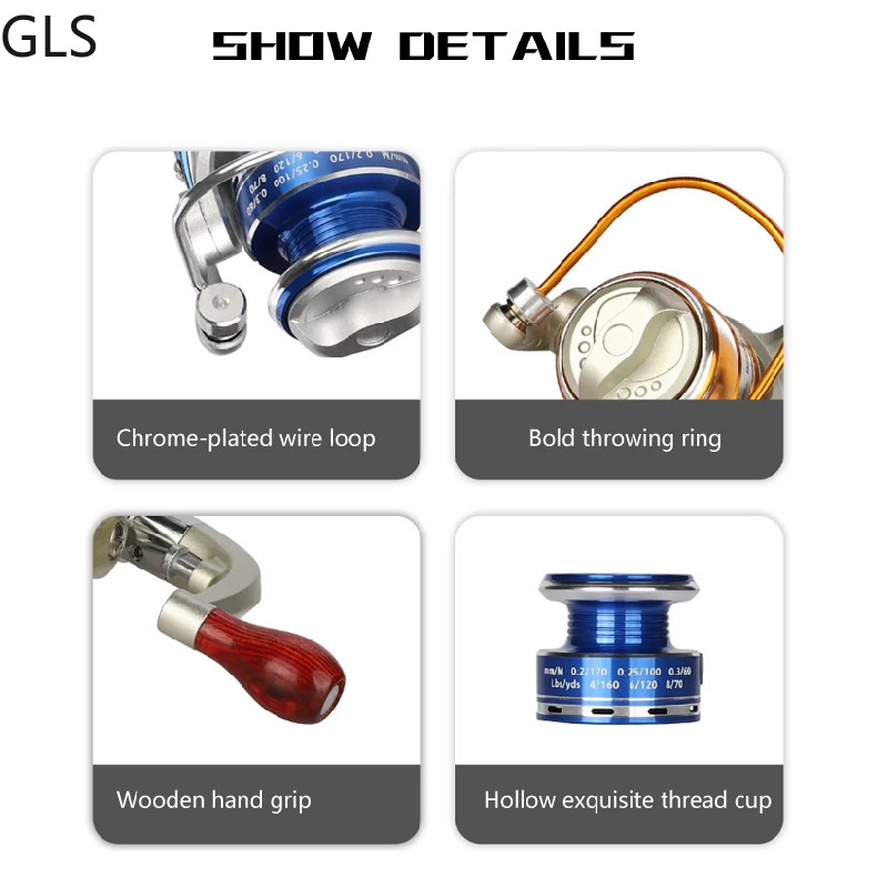 GLS nuevo 5,2: 1 lubina de agua salada de alta velocidad serie 500 Mini carrete de pesca carrete de Metal rueda giratoria aparejos de pesca - imagen 5