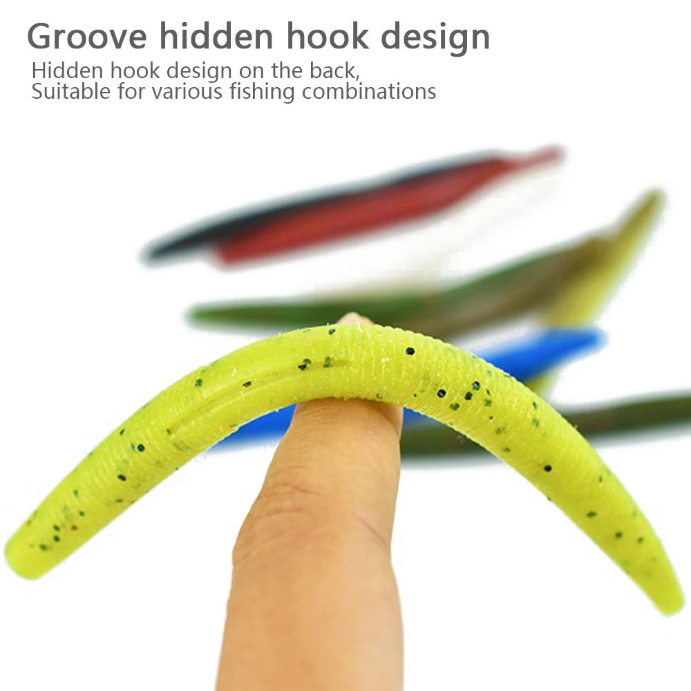 Señuelo suave de pesca de gusanos de silicona, 10 Uds., 105mm, 6,3g, cebo Artificial suave, plantilla de lombriz de tierra, Wobbler, cebo de gusano de pesca, carpa lubina - imagen 4