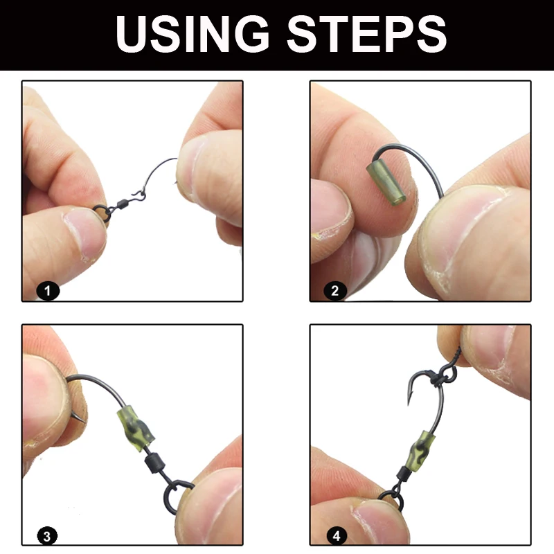 Ganchos giratorios de pesca de carpa, accesorios de pesca con anillo sólido, cambio rápido, 20 Uds. - imagen 3