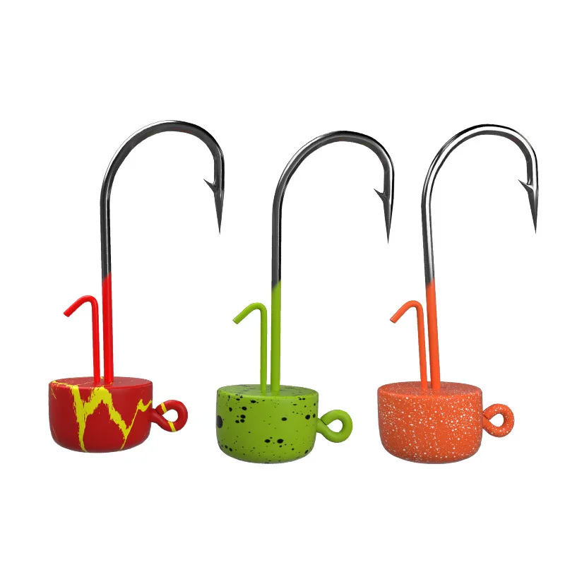 Pesca NED Rig Jig Head Hook pintura colorida 4X gancho de fuerte penetración 1,5g 2,5g 3,5g 5g 7g 10g anzuelos auxiliares anticaída