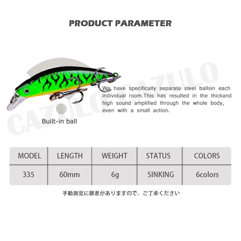 Señuelo De Pesca De pececillo hundido, Accesorios De Pesca, peso artificial, 6g, 6cm - imagen 5