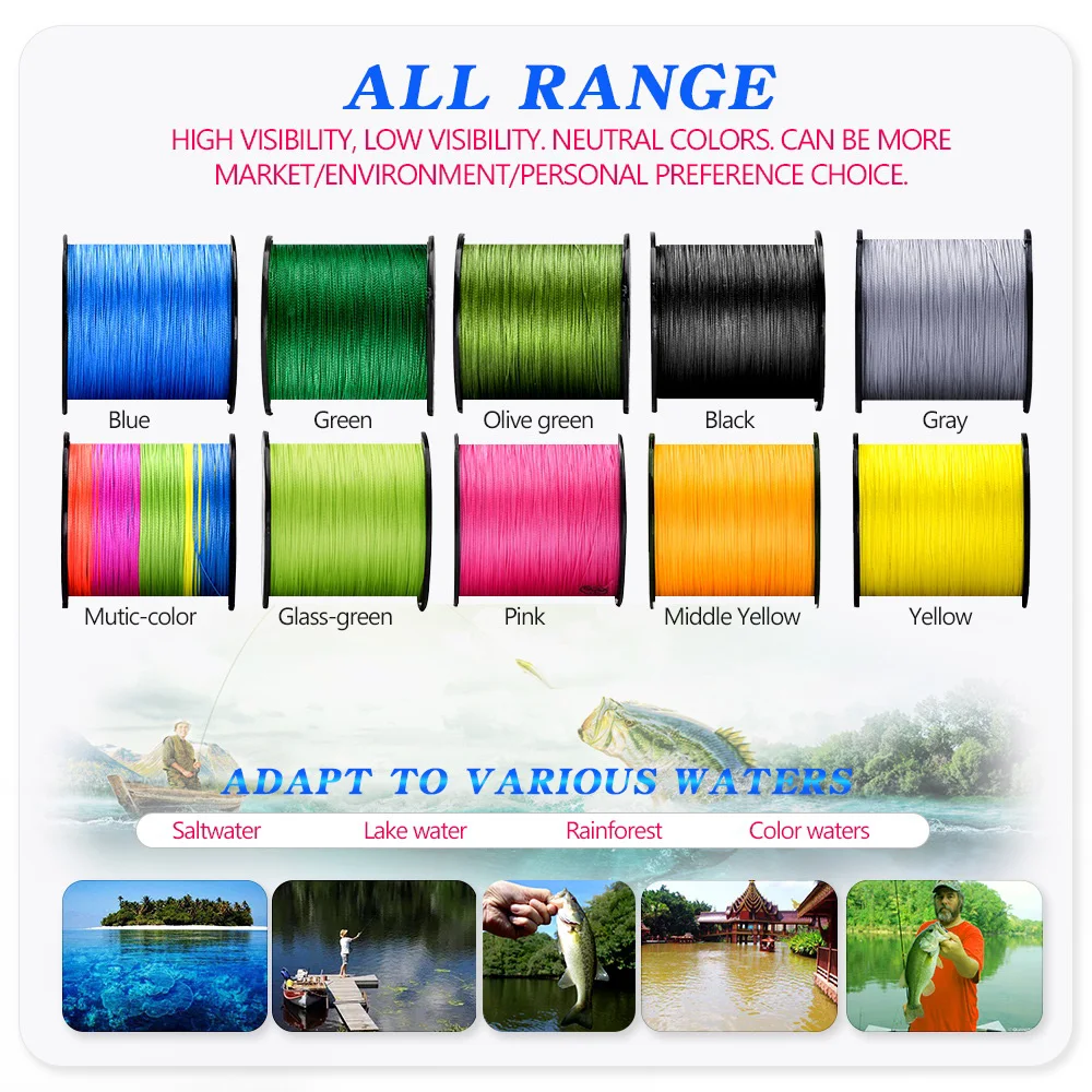 PROXPE-Hilo de pescar trenzado para carpa, multifilamento suave 100% PE, 8 hilos japoneses, Multicolor, accesorios de 1000M, 200M, 300M, 500M - imagen 4