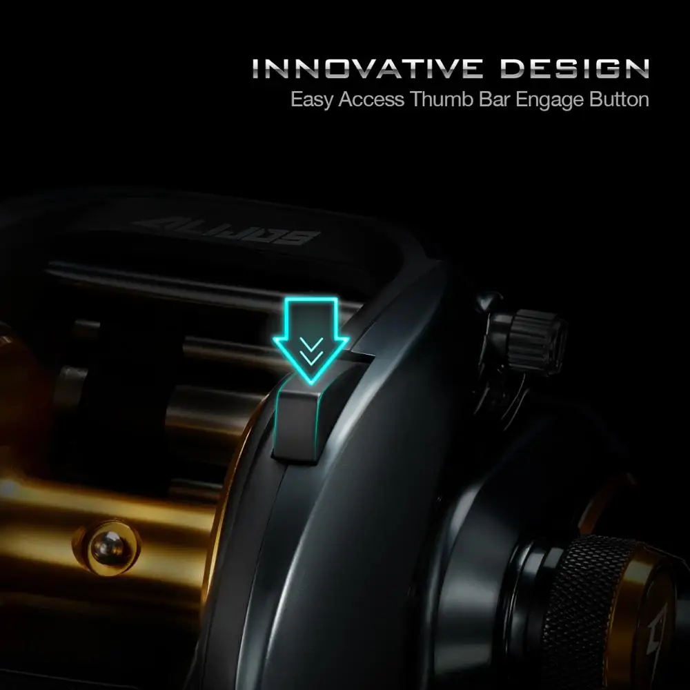 PISCIFUN-Carrete de pesca Alijoz 300 Baitcasting, accesorio de bajo perfil, rodamientos 8 + 1, marco de aluminio, con arrastre máximo de 15 kg, para agua dulce y salada - imagen 5