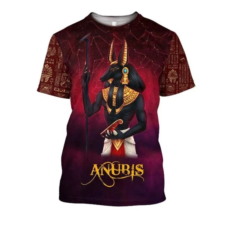 Antiguo Egipto faraón Ojo de Horus Anubis cara 3D impreso hombres camiseta Harajuku moda camisa de manga corta verano camiseta Unisex - imagen 4