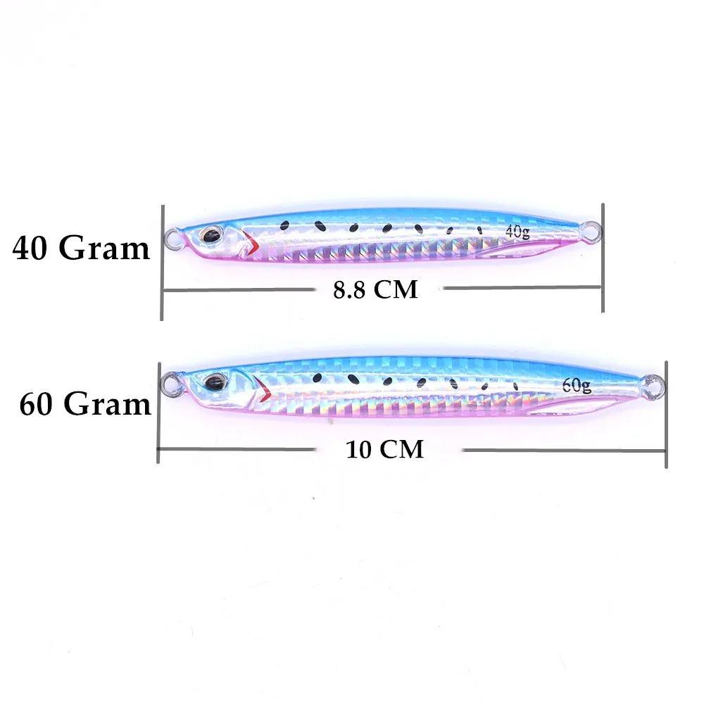 CASTFUN Drag Metal Super Slim Jigging 40g 60g 1 pieza plantilla de fundición plantilla de Metal cebos artificiales brillante pesca de Jigging lento - imagen 2