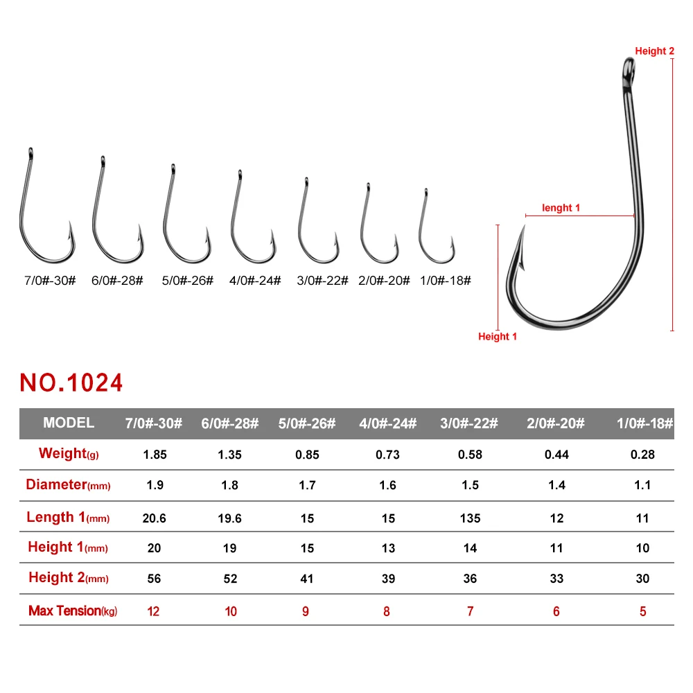 PROBEROS-anzuelo de pesca Maruseigo, serie 1024, 1/0 #-7/0 #, cebo de pesca de agua dulce, lubina - imagen 3