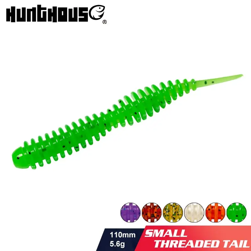 HuntHouse-señuelo suave de cola en espiral para Pesca, cebo de silicona para sábalo wobbler, LW237, 110mm/5,6g, 5 uds. - imagen 2