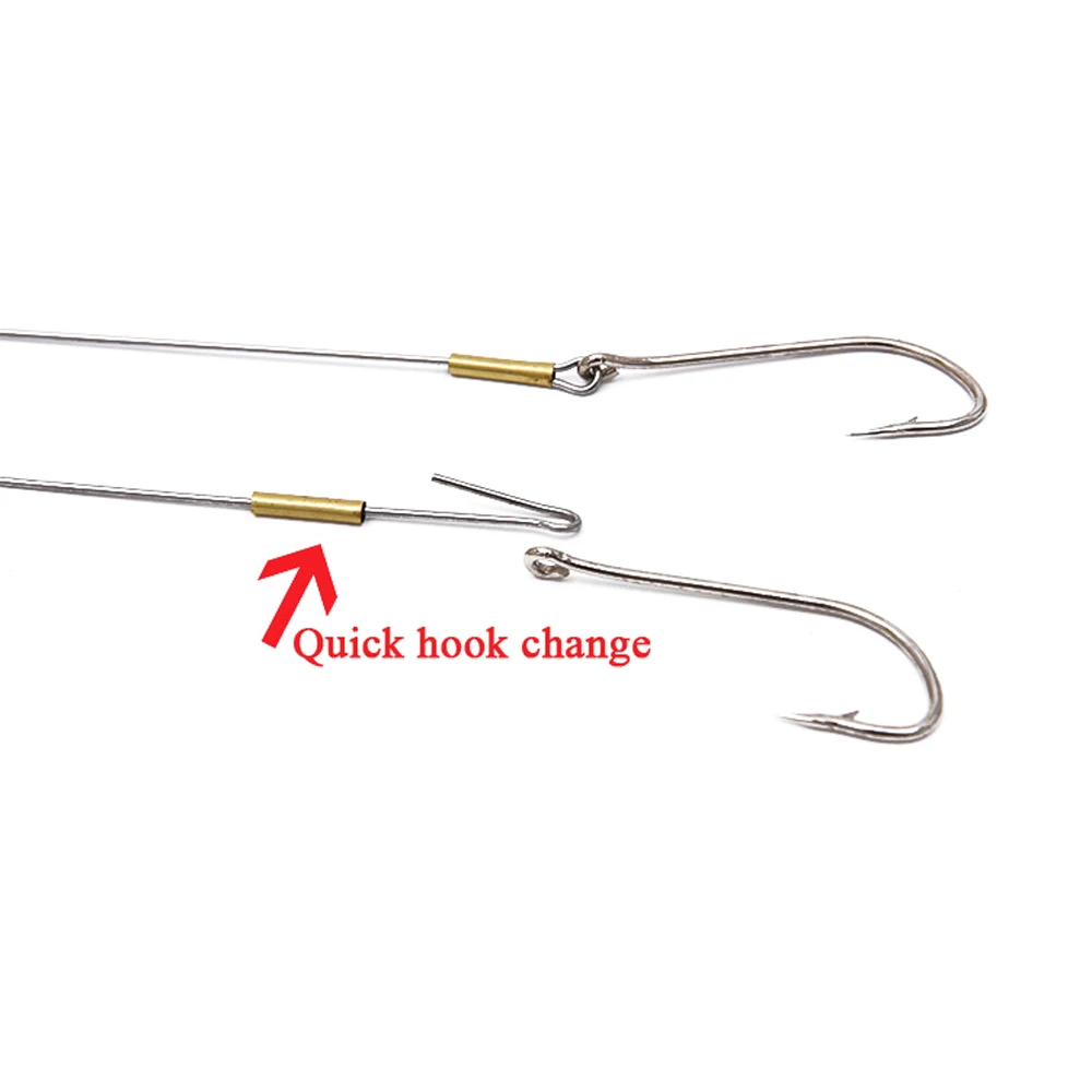 Correas de alambre de acero antimordedura para pesca en el mar, anzuelo giratorio con Baitholder, línea de pesca de Lucio de agua salada, 10/5 piezas, 25cm - imagen 5