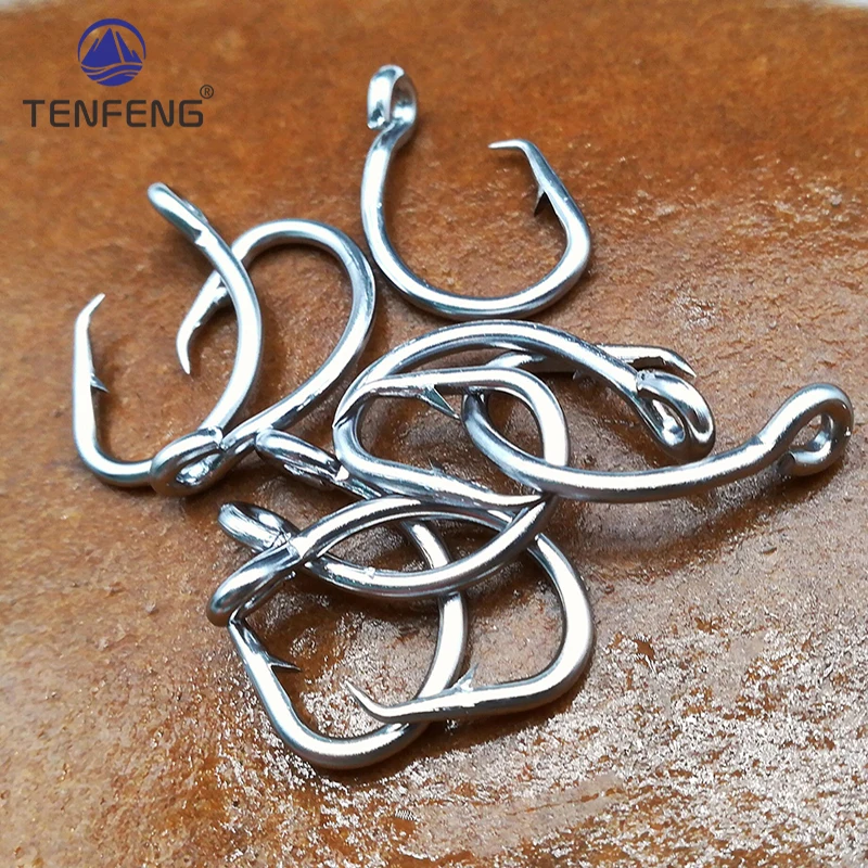 Anzuelos de acero inoxidable con púas, anzuelos circulares para Pesca de atún, plantilla de cebo individual, Jigging, Pesca en mar y océano, 50-500 Uds. - imagen 4