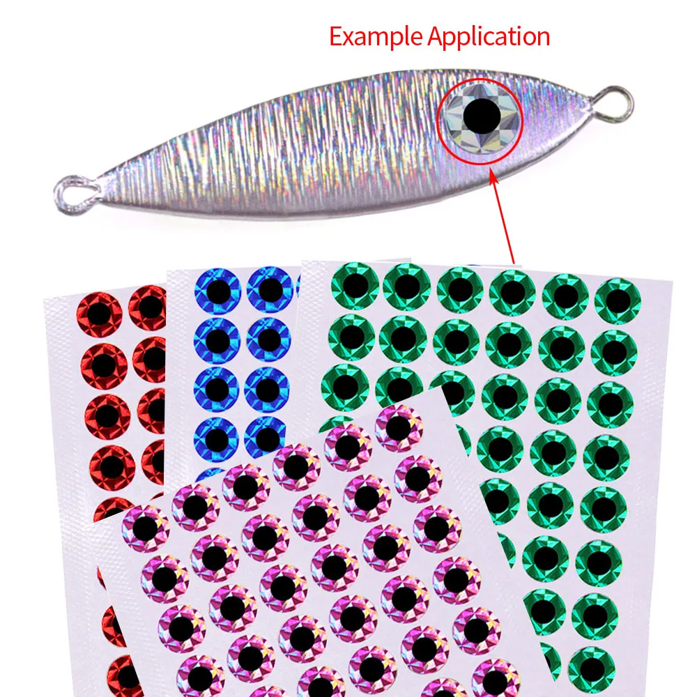 ICERIO 50 Uds 2D ojo de pez plano tipo vida pegatina holográfica de ojo de pez para Jigging lento cebo duro señuelo atado de moscas fabricación de materiales - imagen 5