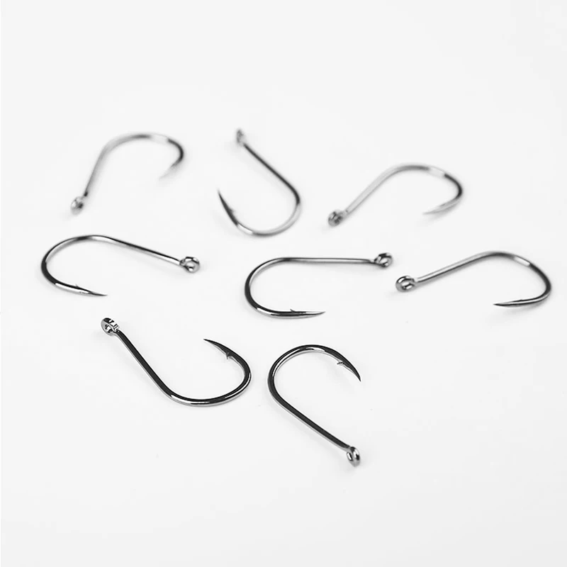 Anzuelos de pesca de acero al carbono, juego de anzuelos de púas torcidas, accesorios de aparejos, 3-12 #, 100 Uds. - imagen 5