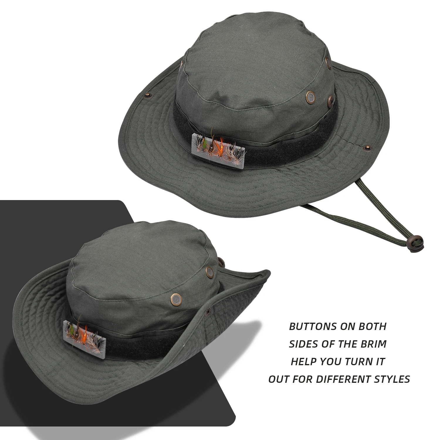 SF UPF50 Sombrero de pescador para pesca con mosca, sombrero de boina, sombrero con protección solar para hombres y mujeres, senderismo, camping sin moscas - imagen 3