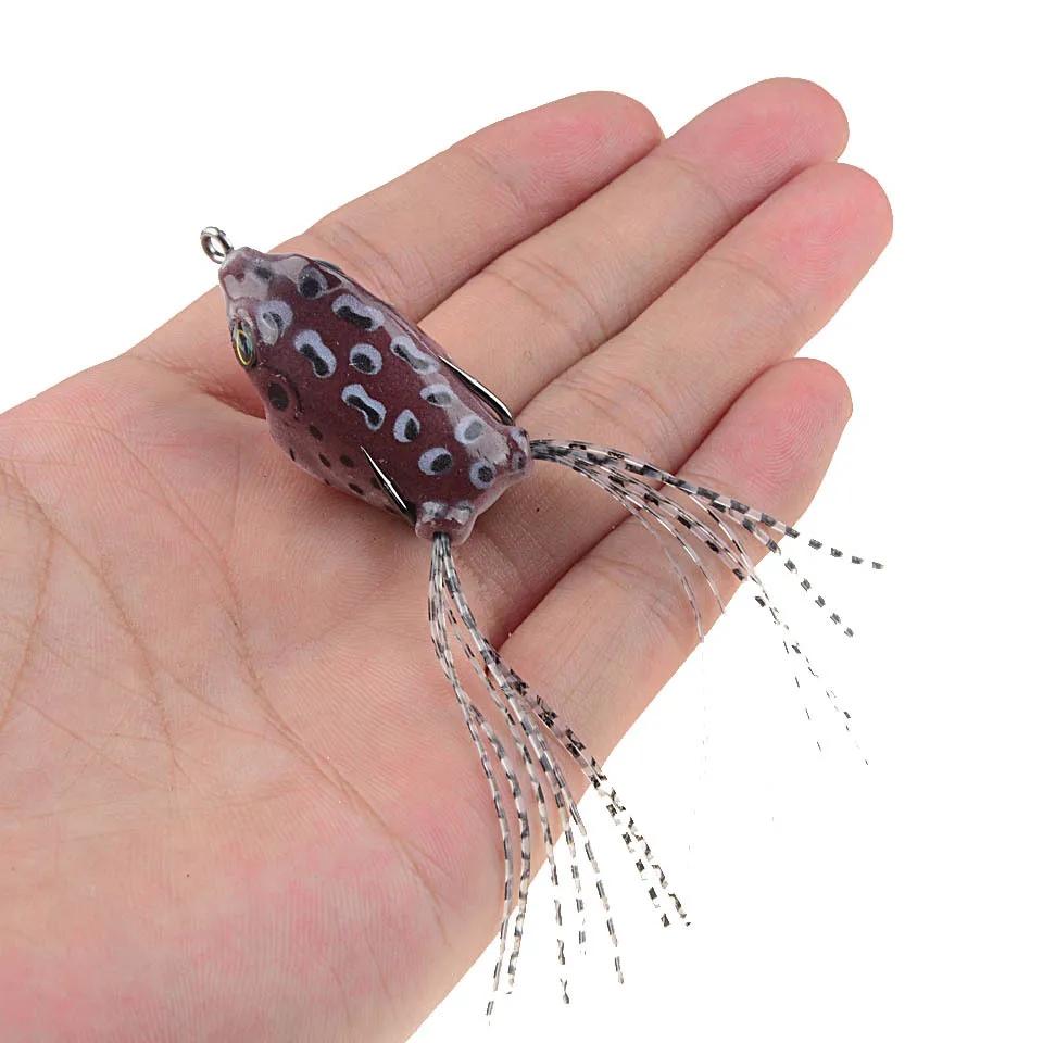 POETRYYI-señuelo de rana de 6G/4,5 cm, cebo de tubo suave, de pesca de plástico con anzuelos, ojos artificiales 3D de rana Topwater Ray - imagen 4