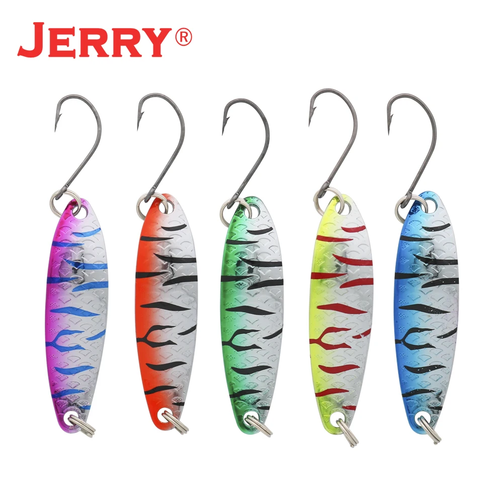 Jerry Andromeda-Señuelos de Pesca artificiales de 5 piezas y 5g, cucharas de Metal aleteadas de fundición larga, para invierno - imagen 5