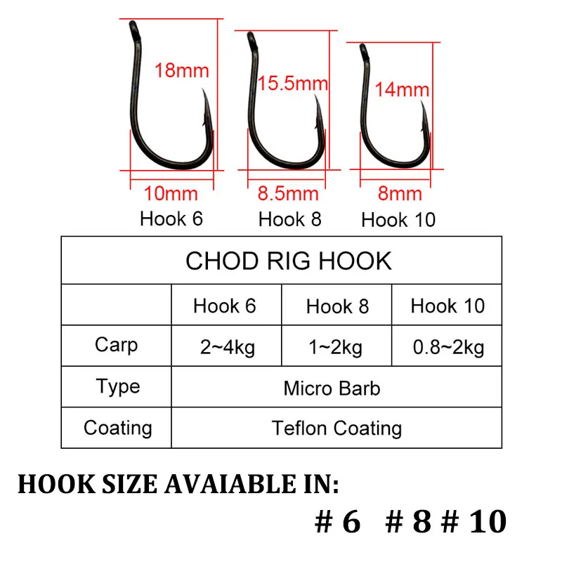 Aparejo Chod atado listo para 3PS, ganchos Pop Ups, pesas, aparejos de pelo, giratorios, aparejos de pesca de carpa - imagen 3