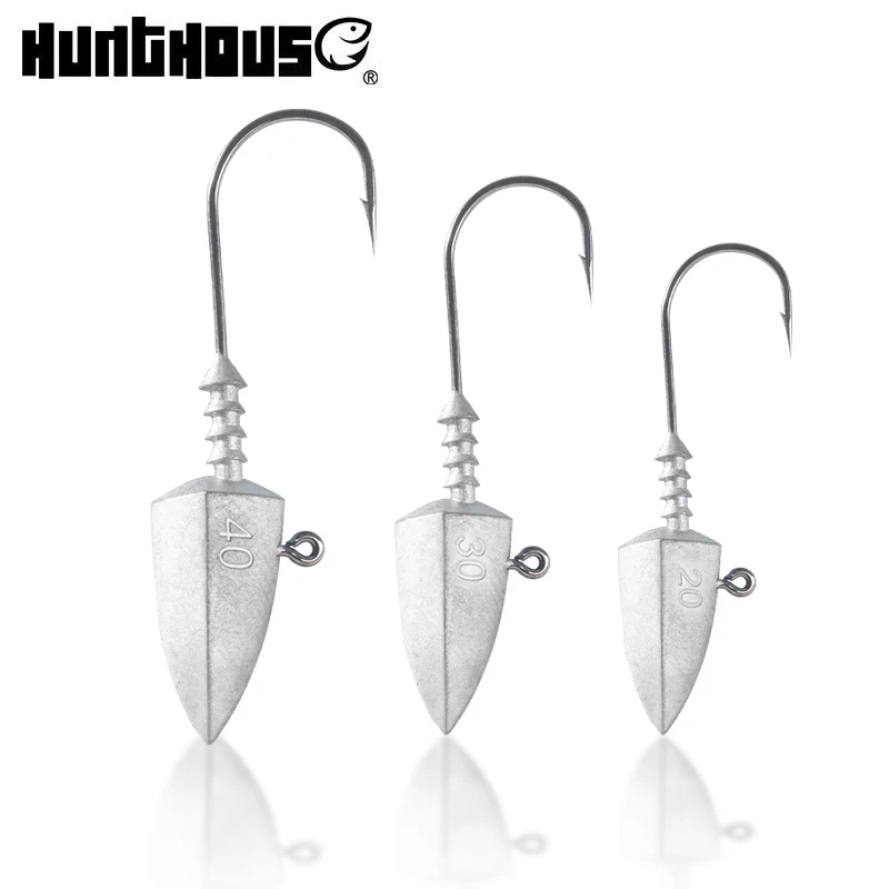 Hunthouse-anzuelos de pesca con cabeza de plantilla, 20g, 30g, 40g, 3 unids/lote/paquete, equipo de pesca equipado con señuelo suave, nuevo, lw313, 2020 - imagen 2