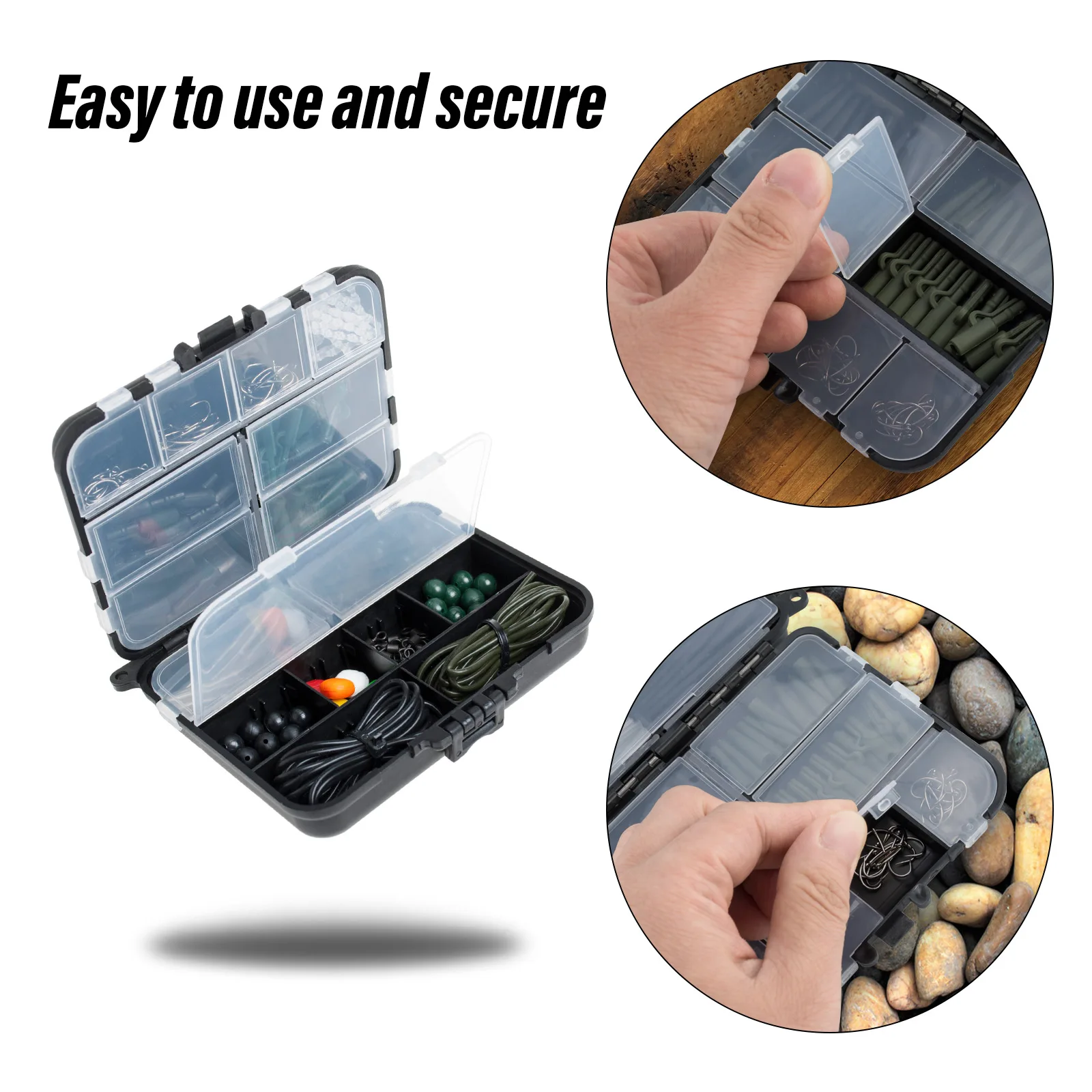 Kit de aparejos de pesca de carpa, gancho giratorio a presión, mangas antienredos, Clip de plomo de seguridad, Cuenta de parada para helicóptero, aparejo para el cabello, 278-312 piezas - imagen 4