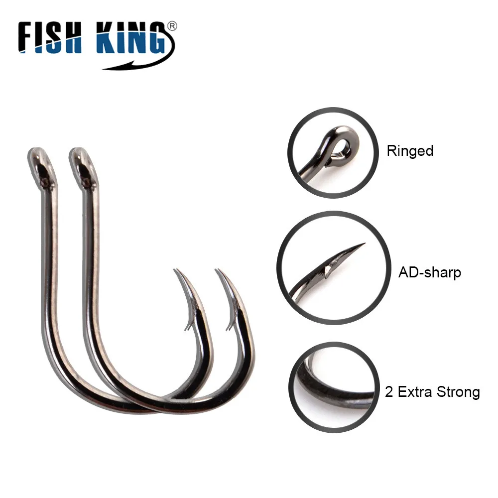 FISH KING 50-100 piezas de anzuelo de pesca de acero rico en carbono 1 # -12 #   ISEAMA WHIT EYE Anzuelos de carpa Bagre Anzol Japón Aparejos de pesca - imagen 4