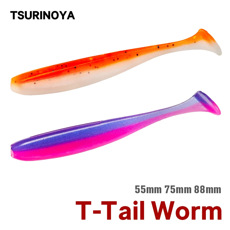 TSURINOYA nuevas Señuelos de pesca T T T T Wrom 55mm 65mm 75mm 88mm agregar olor atrayente lubina cebo suave Artificial