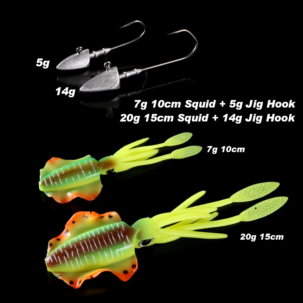 Señuelo calamar UV luminoso – Cebo blando Wobble para pesca marina - imagen 4