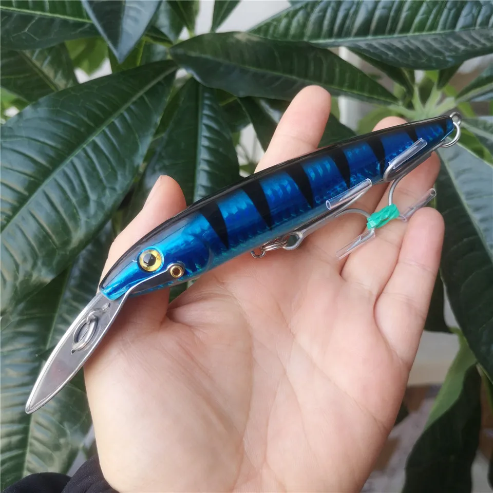 SWOLFY-SEÑUELOS DE pesca de atún, 1 piezas, 130mm/32,5g, 185mm/60g, señuelos de mar de gran hundimiento, señuelos de pececillo, anzuelos VMC - imagen 5