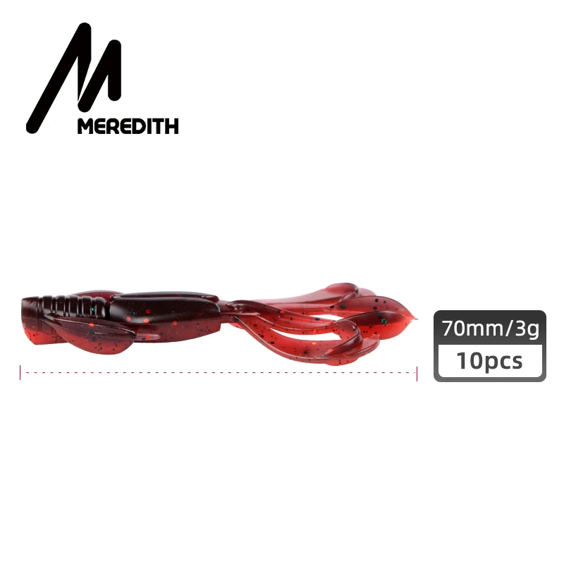 MEREDITH-Señuelos de Pesca Crazy Flapper, 70mm/3g, 10 unidades por lote, señuelos blandos, pesca para pesca, cebo suave, camarones, lubina, equipo de Peche - imagen 5