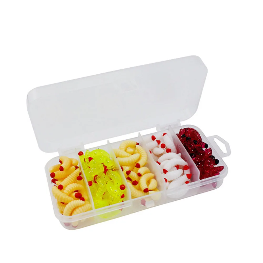 125 Uds señuelo de pesca gusano realista larva cebo suave silicona cebo Artificial lombriz cebos olor camarones aditivo lubina carpa - imagen 5