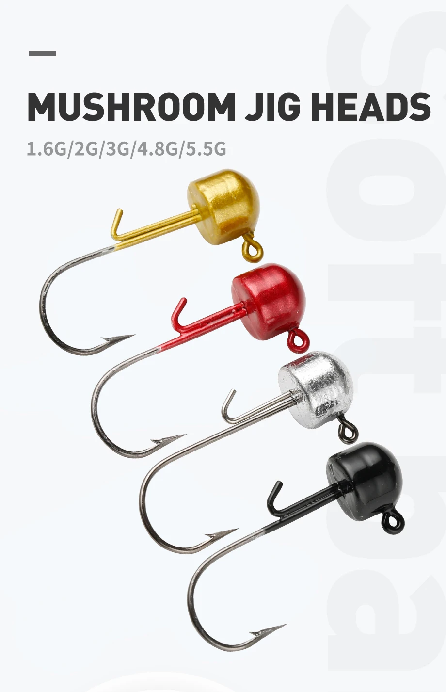 Set de 6 cabezas de jig JOHNCOO Ned-Rig en diferentes pesos