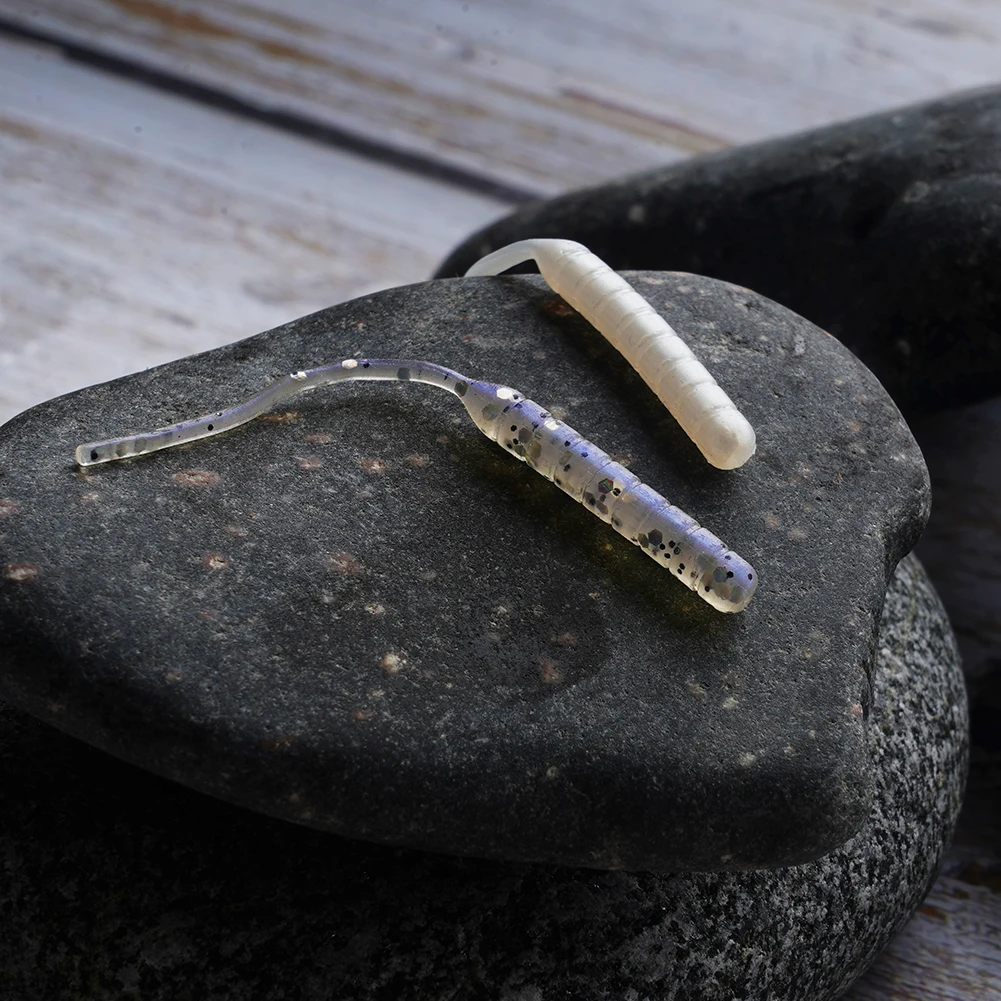 BassLegend-Mini gusanos de pesca de plástico suave para agua salada, gusanos de roca, Lucio, trucha, 55mm, 0,4g - imagen 5