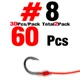 Hook size 8 60Pcs