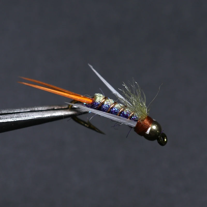 Bimoo-Cuentas de latón para pesca de trucha, ninfa, Psycho Prince, Nymph, Crazy Purple y Chartreuse, 10 unidades, #12 - imagen 3