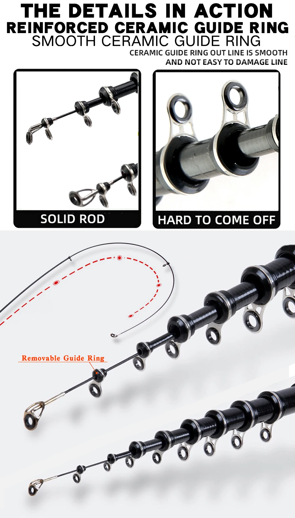 Experimente una pesca suave y duradera con nuestros anillos de guía de cerámica reforzada