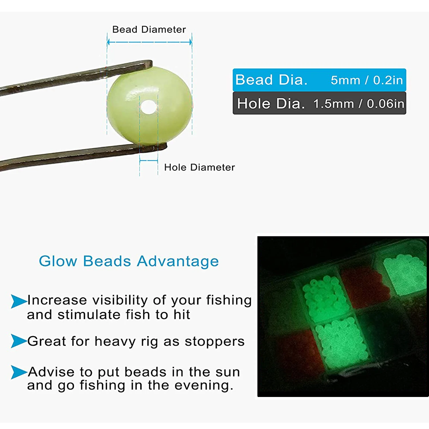 1000 unids/caja de Señuelos de Pesca de 5mm, flotadores luminosos, cuentas de brillo nocturno, aparejos de Pesca, accesorios de Pesca - imagen 4