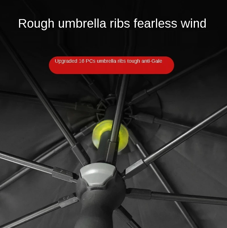 Paraguas de pesca grande y grueso, sombrilla universal de doble capa, anti tormenta, lluvia, anti ultravioleta, plegable - imagen 4