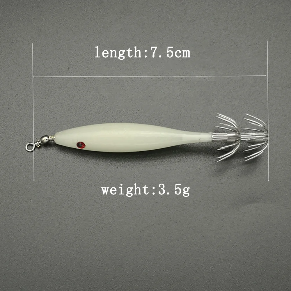 Señuelo de pesca luminoso Wobblers, anzuelo de calamar biónico falso, cebo de Luya Artificial, accesorios de aparejos, 3,5g, 7,5 cm, 5 uds. - imagen 3