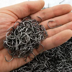 120 Uds. Anzuelo de acero rico en carbono con púas 3 # -12 #   Anzuelos con agujero Jig carpa anzuelo de Pesca con mosca gusano aparejos de Pesca