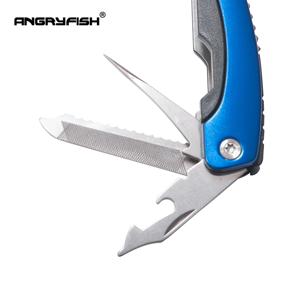 ANGRYFISH-Alicates de pesca multifunción plegables, removedor de anzuelos de pesca, abrazadera de pesca, herramientas de aparejos, azul, L5 - imagen 3