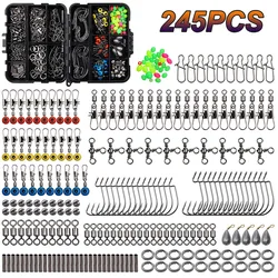 Kit de accesorios de pesca: anzuelos, cuentas giratorias y pesas