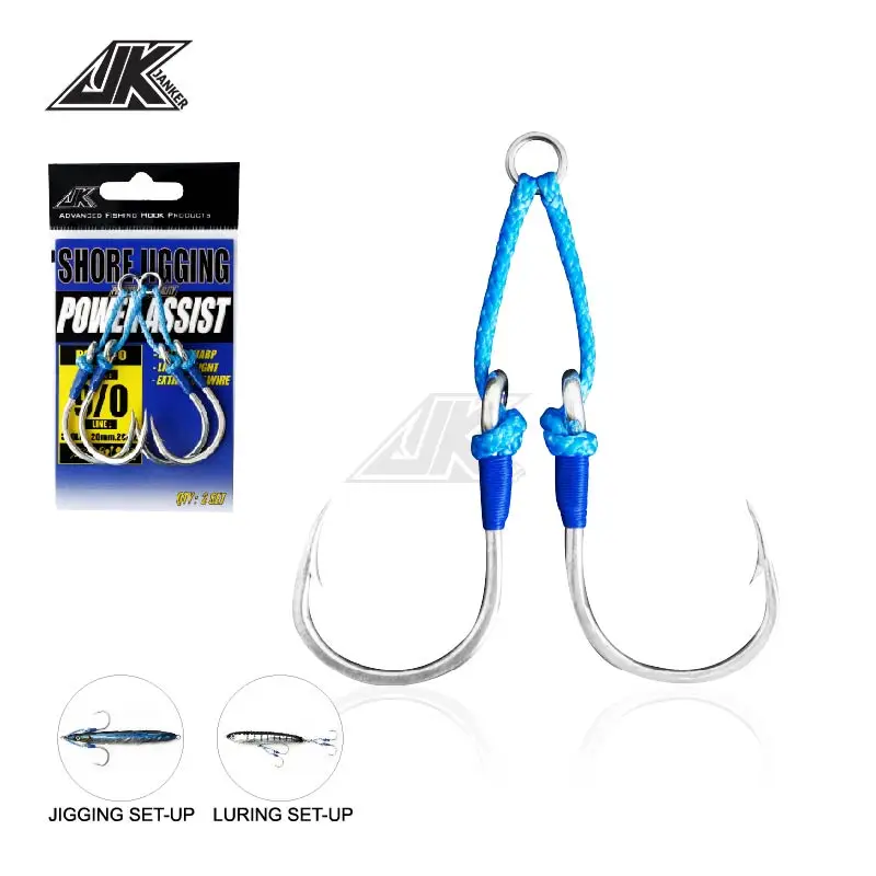 JK PAI Power help doble 1/0 3/0 5/0 7/0 9/0 11/0 resistente 4X anzuelos de Pesca de Mar Atun jighead accesorios de pesca