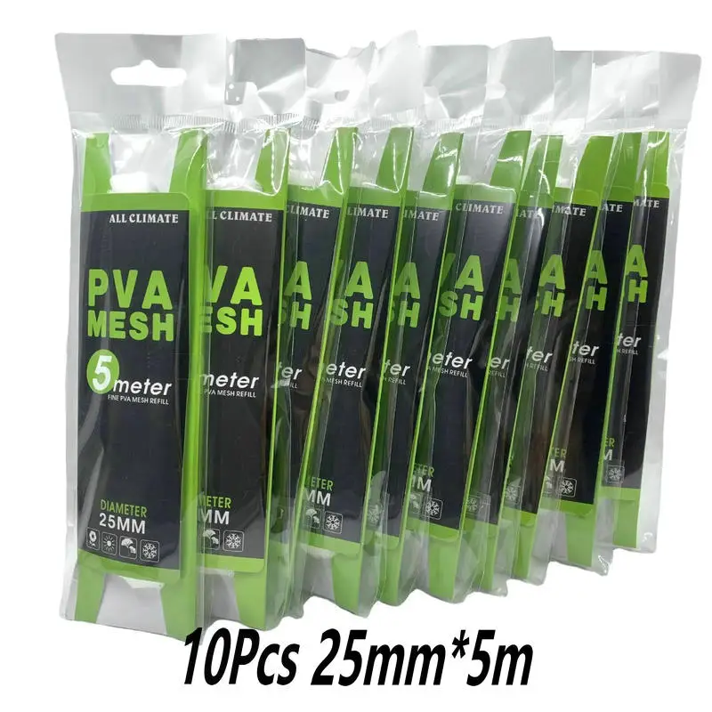 10 Uds. De malla PVA, alimentador de pesca de carpa, lanzador de cebo, redes para disolver agua, 5M, 25mm, 37mm, recambio ecológico, aparejos de aparejo de carpa para el cabello - imagen 3