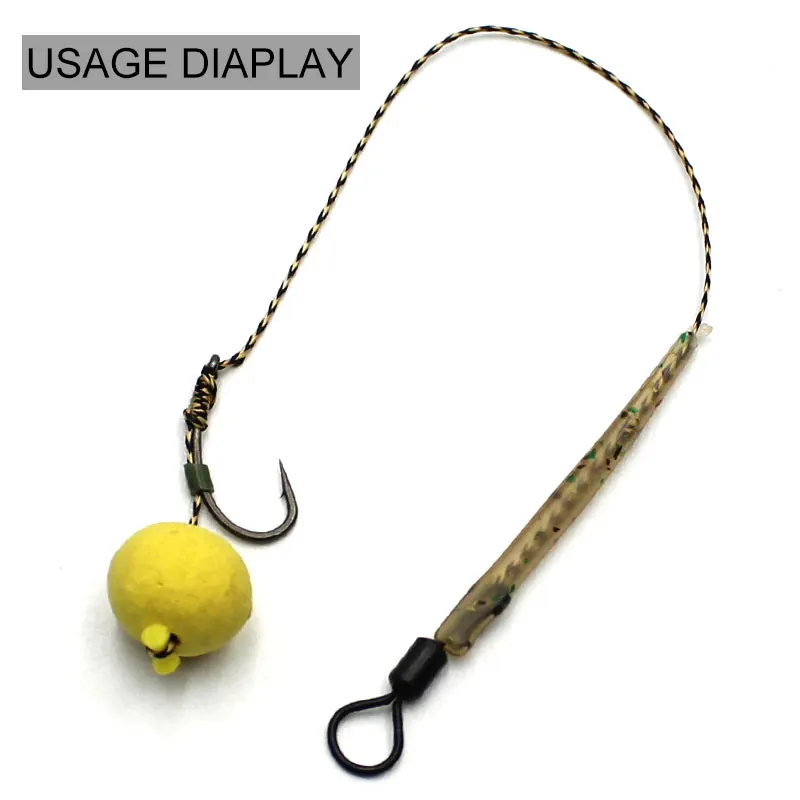 Accesorios de pesca de carpa, mangas antienredos, alineador de línea, manga de gancho marrón de camuflaje para aparejos de aparejo de pelo de carpa, 20 Uds. - imagen 5