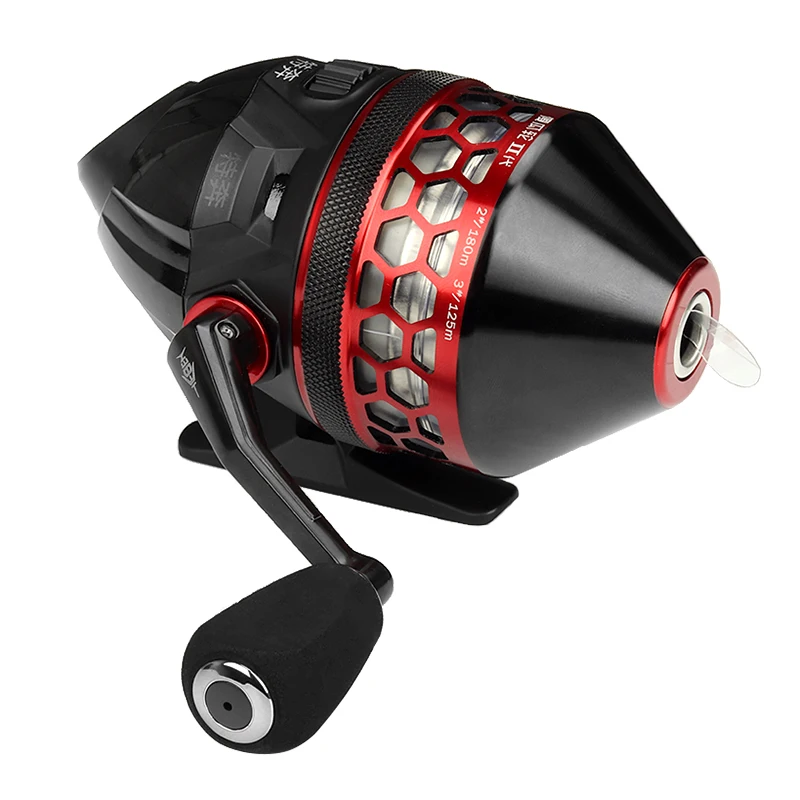 Tirachinas de pesca, carrete de mano giratorio 4,0: 1, relación de engranaje, 6BB catapulta, caza al aire libre, carrete cerrado con línea de 10lb, carrete Brutus - imagen 5